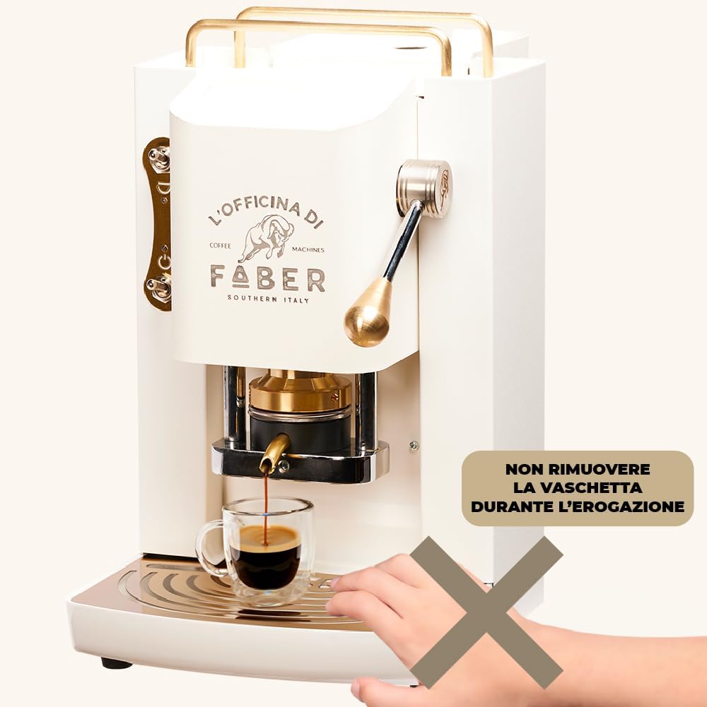 Cafetera Faber PRO Total Deluxe de latón, papel ESE de 44 mm, 1,3 litros, (blanco)