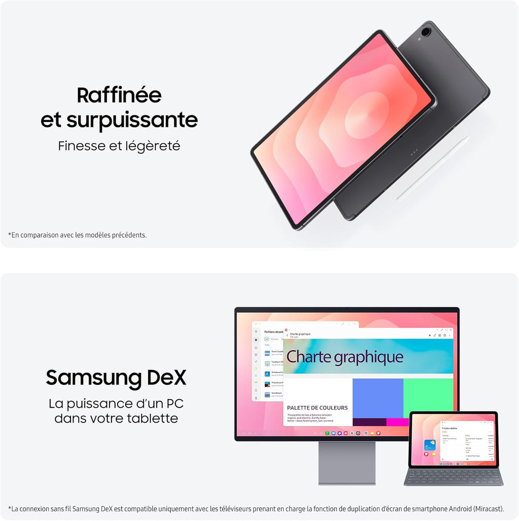 Samsung Galaxy Tab S11 11'' WiFi 128 GB, Tablette Android avec Galaxy AI, Dex, Argent, S Pen et chargeur secteur rapide 25W inclus, version FR