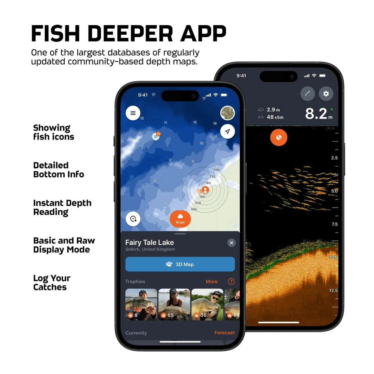Deeper Smart Sonar Pro+ 2 buscador de peces con ecosonda y profundímetro, transmisor GPS para kayak, embarcación o pesca en hielo, incl. aplicación