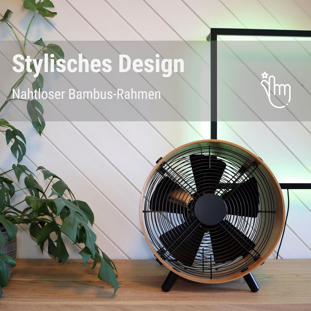Ventilador Stadler Form Otto, de bambú, con 3 velocidades, ideal para el verano y apto para dormitorios, salas de estar y oficinas, fácil limpieza, 50 vatios