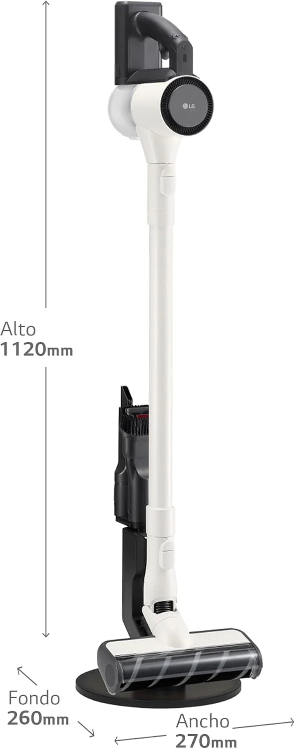 LG A9C-SLIM1C odkurzacz CordZero, odkurzacz z systemem kompresji pyłu, cykloniczny, ssący 150 W, dysza do różnych powierzchni, podstawa parkingowa, 1,9 kg, biały