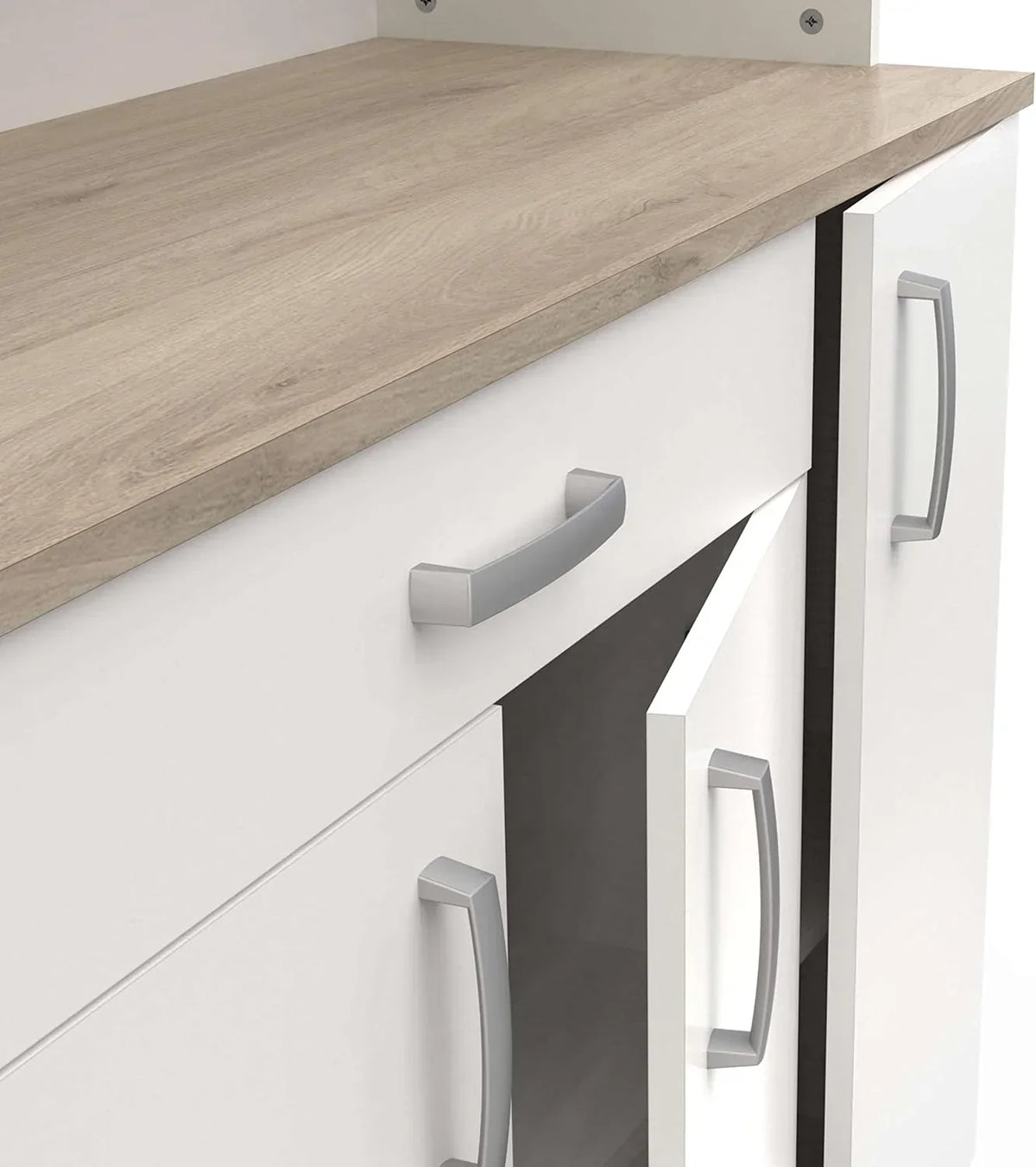 Miroytengo Mueble Auxiliar de Cocina, Alacena, Buffet 6 Puertas Color Blanco y Roble Kronberg 101 x 185 cm