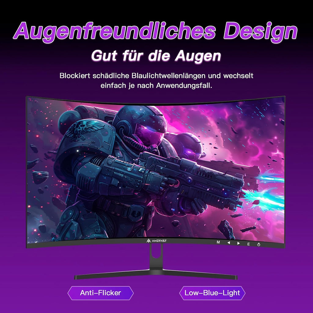 Monitor Gaming Curvo Amzfast de 32 pulgadas, 240Hz, FHD, 1ms MPRT, Adaptive Sync, sRGB 120%, HDR, Sin parpadeo, Luz azul baja, HDMI 2.0/DP 1.4, VESA 75x75, AMZG32C3F