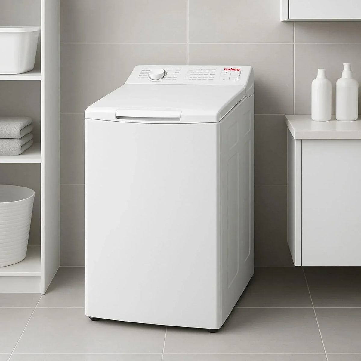Corberó - Lavadora de carga superior 6.5kg | CLACSM6524 | 1200 RPM | 16 programas, función vapor, ECO, limpieza de tambor | Inicio diferido | Lavado rápido | Planchado fácil | Indicadores LED | Blanco