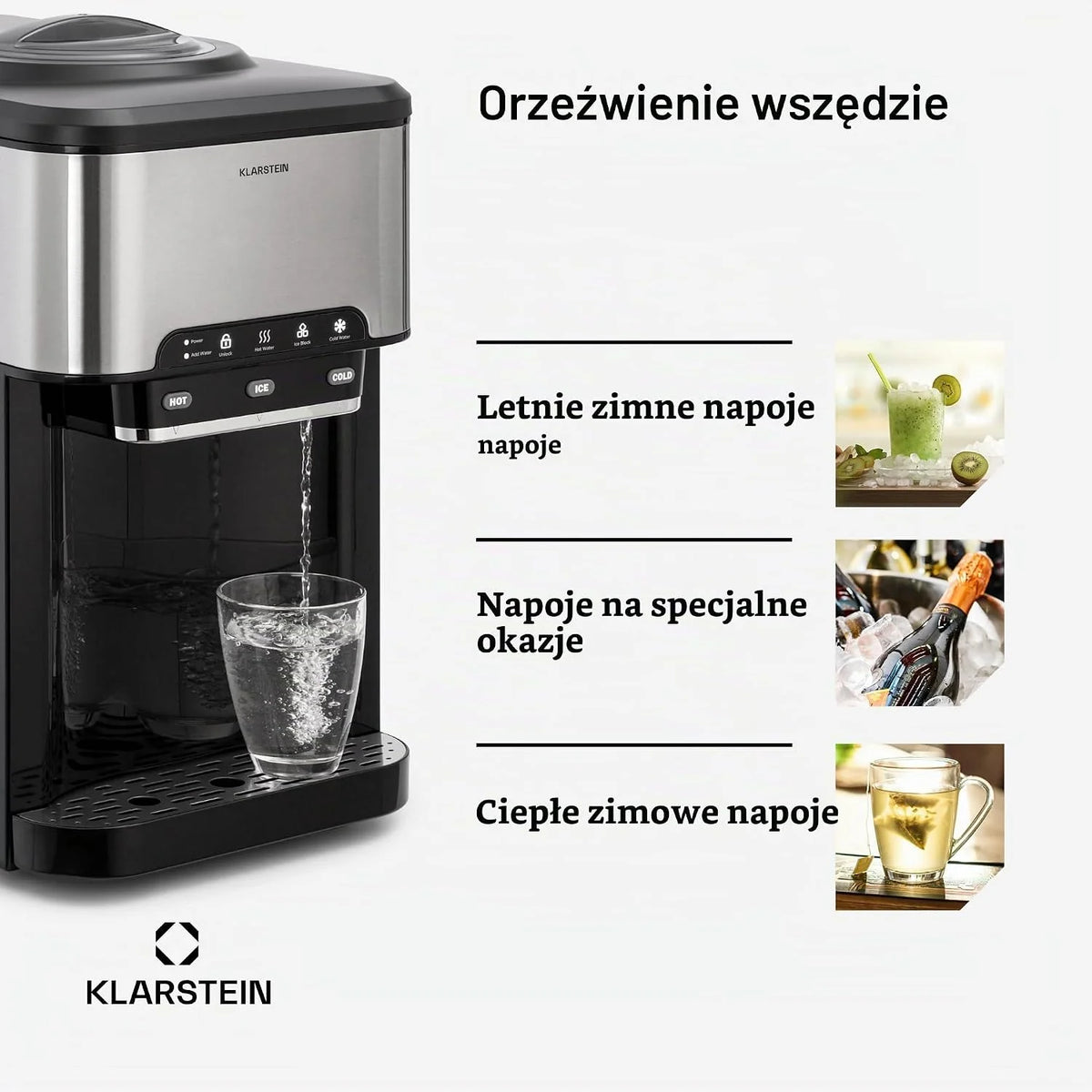 Klarstein Mała, profesjonalna kostkarka do lodu, do domu, na kemping, do gastronomii, do dużych i małych, przezroczystych kostek lodu, samoczyszcząca, z pojemnikiem na kostki lodu 3 l, 20 kg/24 h