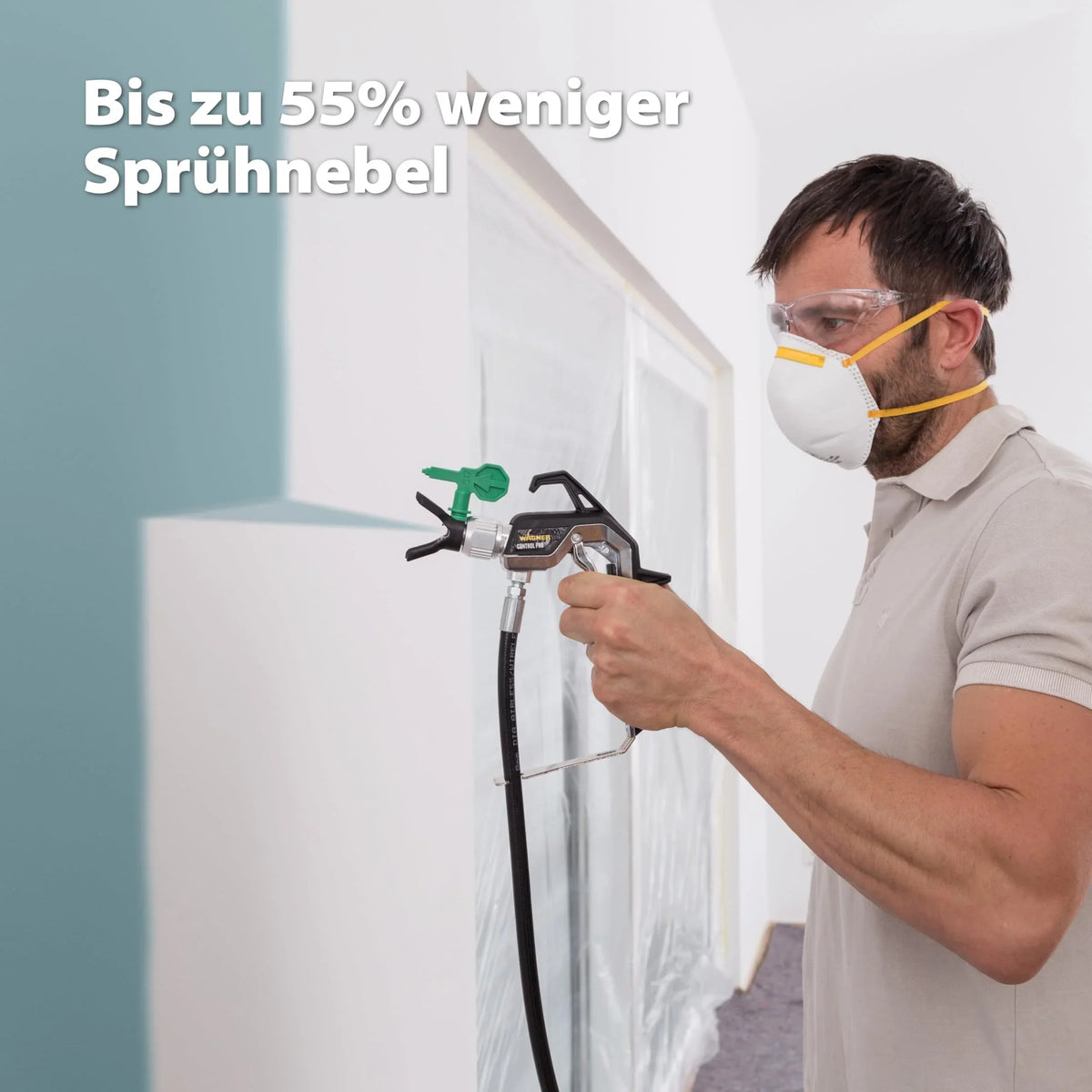 Sistema de pulverización airless Wagner Control Pro 350 R para pintura de pared, látex, barniz y lasur, 15 m² en 2 min, regulador de presión de 110 bar, manguera de 15 m