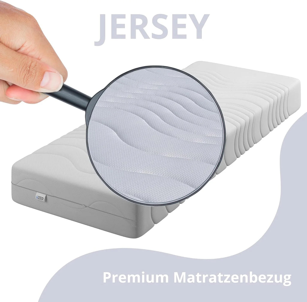 IZER Aqua Wave materac z zimnej pianki, stopień twardości H3, 140 x 190, 22 cm, ortopedyczny materac RG30, 7-strefowy pokrowiec na materac z zamkiem błyskawicznym