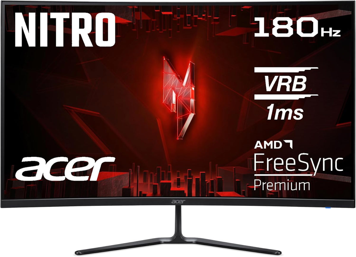 Acer Nitro ED320QRS3biipfx, Monitor Gaming curvo 31.5" FullHD VA, 180Hz (1920x1080, 16:9, AMD FreeSync Premium, 1ms (VRB), 250Nits, 2xHDMI 2.0/1xDP 1.4) Monitor PC, Color Negro