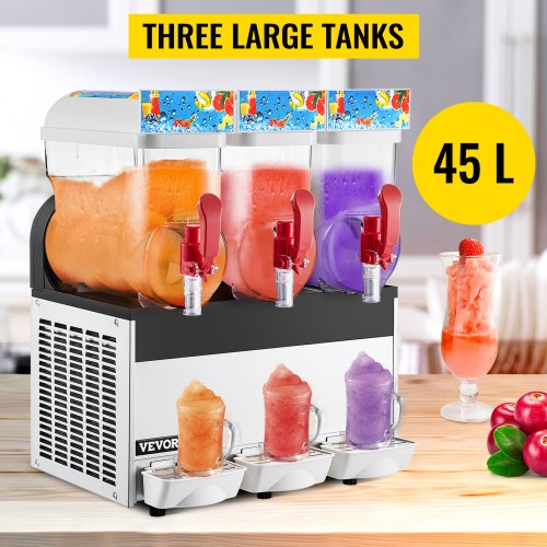 Máquina comercial de granizados de 3 tanques, dispensador de bebidas congeladas y batidos, 45 L