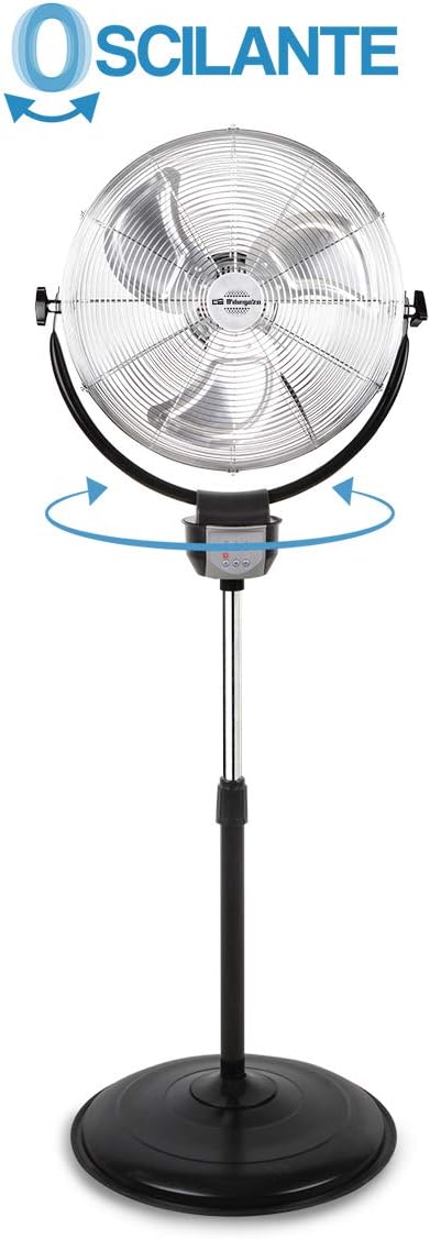 Orbegozo PWS 3050 - Ventilador industrial 2 en 1: ventilador de pie y de pared, función de oscilación, mando a distancia, 50 cm de diámetro, tres velocidades, altura ajustable hasta 140 cm, 120 W de potencia