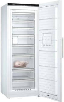 Congelador Siemens GS54NAWCV iQ500, 176 x 70 cm, 327 L, noFrost nunca más volver a descongelar, bigBox espacio para alimentos congelados grandes, varioZone estantes y cajones de cristal flexibles, Blanco