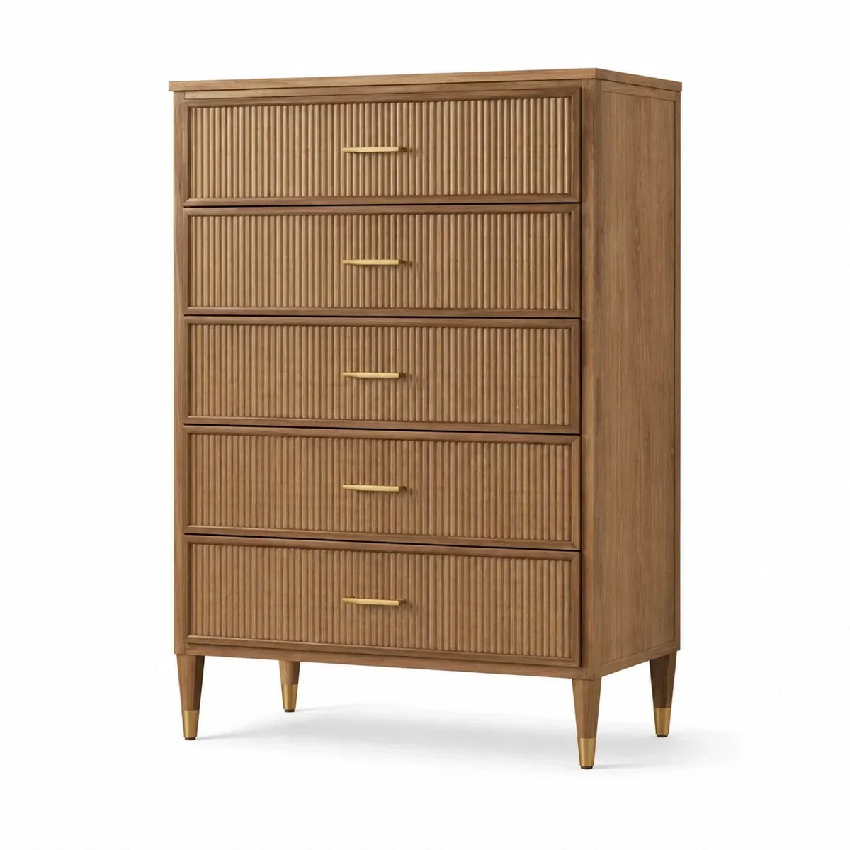 Cómoda de madera con 5 cajones, marrón