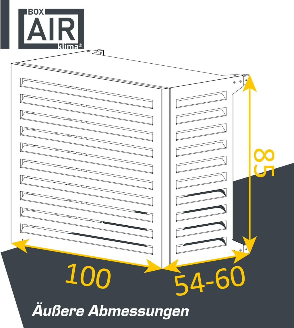 Cubierta para aire acondicionado Box Air - Carcasa insonorizante para bomba de calor - Rejilla protectora - Revestimiento para unidad exterior de aire acondicionado - Para aires acondicionados y bombas de calor - Cubierta protectora robusta