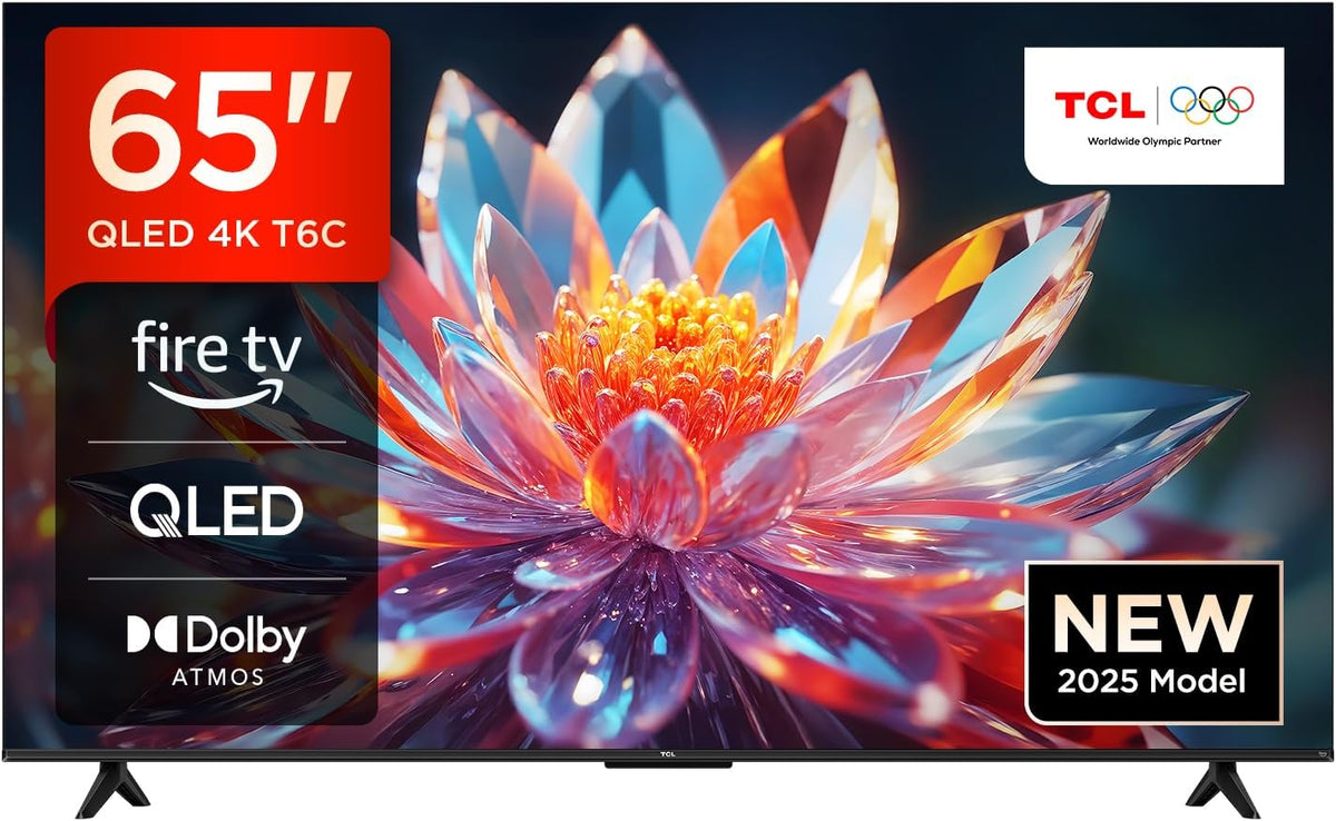 TCL 65T6C Fire TV 65 pulgadas QLED 4K UHD Smart TV, HDR (multiformato), Dolby Atmos, Motion Clarity