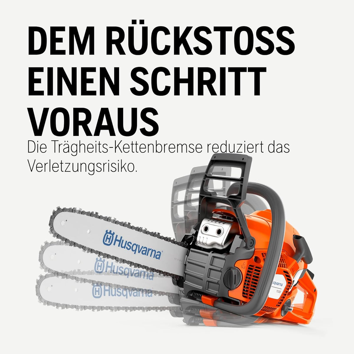 Motosierra de gasolina Husqvarna 130 - Motor X-Torq® de 38 cc, espada y cadena de 35 cm, LowVib®, ideal para el cuidado del jardín y leña