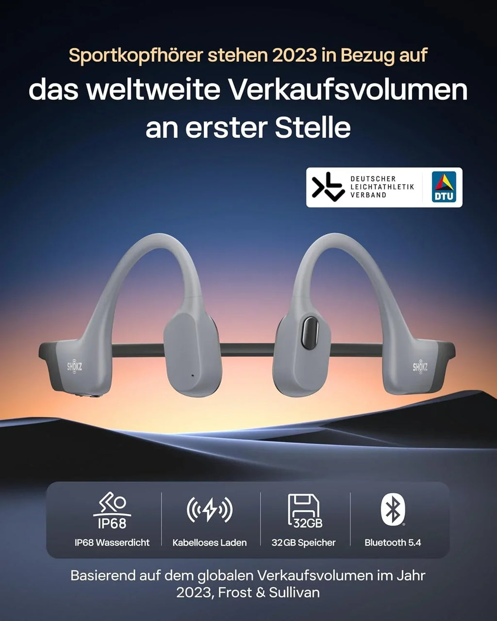 Auriculares de natación de conducción ósea OpenSwim Pro S711 IP68 32GB MP3 Bluetooth 5.4 9h carga inalámbrica gris