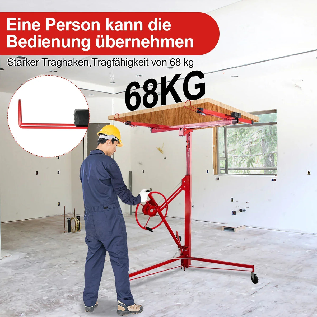 Elevador de paneles Sonnewelt, capacidad de carga de 68 kg, plegable, altura ajustable de 140 cm a 350 cm