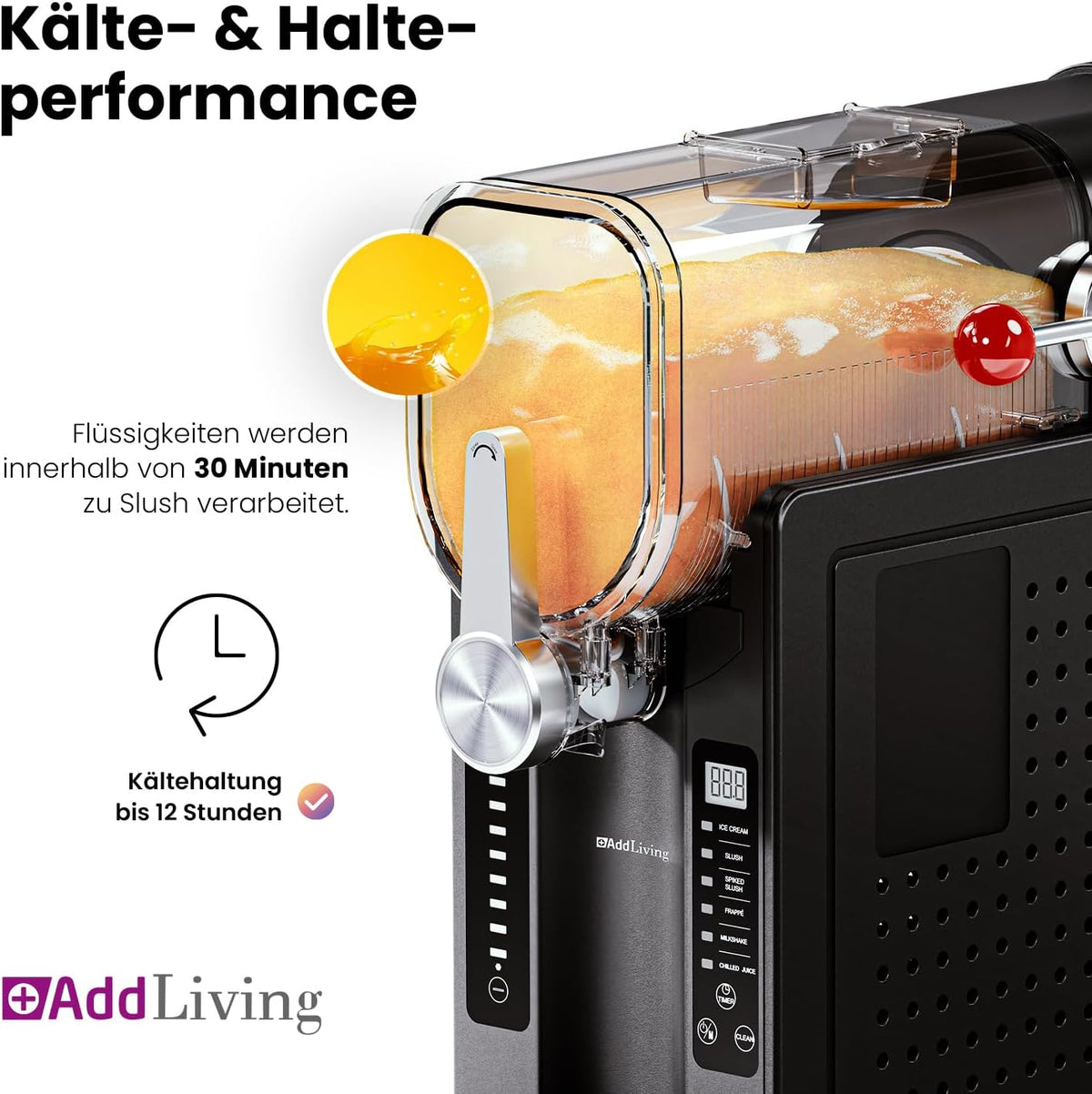 Máquina de granizados para casa | Slushy Maker y heladera con 6 programas | Máquina de granizados de 2,6 L para cócteles, granizados, helado suave, frappé, batidos | Autolimpiable | Negro/Plata