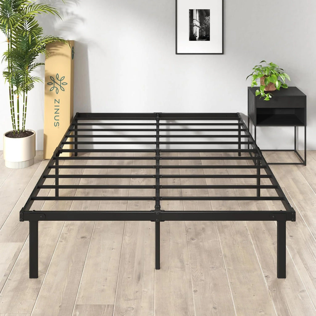 Zinus Caleb Rama łóżka 160 x 200 cm - wysokość 36 cm z miejscem do przechowywania pod łóżkiem - składana stalowa rama - czarna