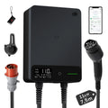 Wallbox 11kW, App, Tipo 2 7,5m, trifásica 400V, negro, soporte de cable, RCD Tipo A 30mA AC/6mA DC, IP54, §14a EnWG