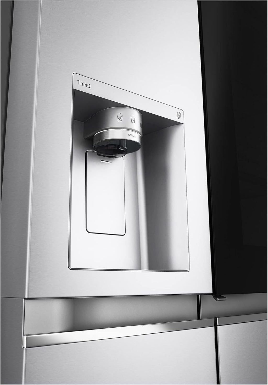 Frigorífico Side by Side LG GSGV81PYLL, Clase E, 635 L, Instaview, frigorífico con congelador, dispensador de hielo, hielo picado y agua, Total NoFrost, compresor Smart Inverter, Wi-Fi