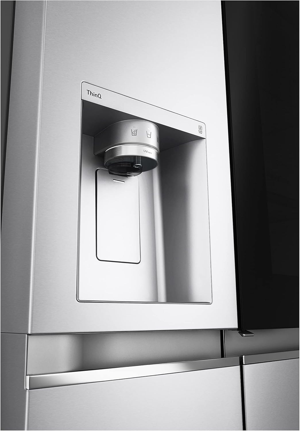 Frigorífico Side by Side LG GSGV81PYLL, Clase E, 635 L, Instaview, frigorífico con congelador, dispensador de hielo, hielo picado y agua, Total NoFrost, compresor Smart Inverter, Wi-Fi