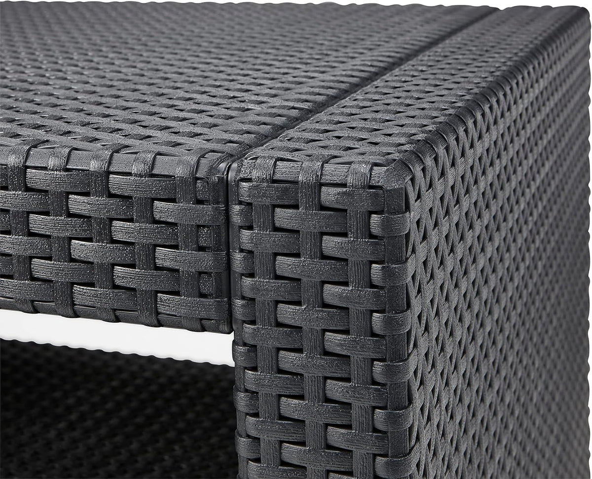 Conjunto de muebles de jardín de plástico Modena de Allibert by Keter, incl. cojines de asiento, gris, 4 piezas, 2 sillones, sofá y mesa, para jardín, balcón y terraza, aspecto de ratán plano