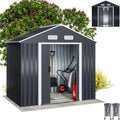 Caseta de jardín de metal GARDEBRUK® XL 2 m² con base 196x132x188 cm, puerta corredera, antracita, cobertizo de herramientas, caseta de jardín, armario 4 m³