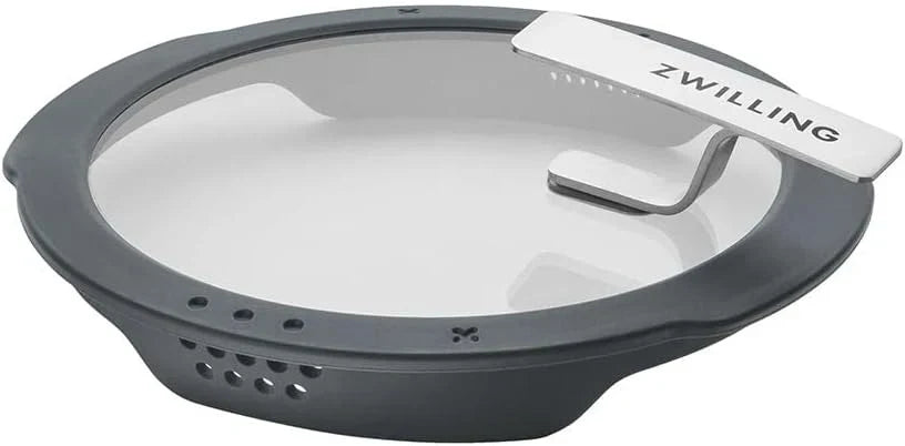 Juego de ollas de 5 piezas de acero inoxidable para inducción con tapa, colador integrado, función de vertido y asas Stay-Cool, gris, 1009150