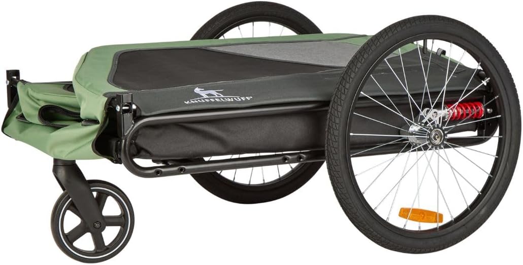 Remolque para perros, carrito para bicicleta, cochecito Cruvado hasta 45 kg, plegable, estructura de acero, correa de seguridad, reflectores, enganche universal