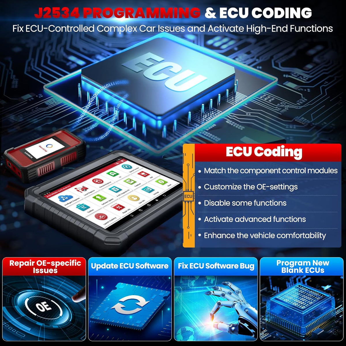 LAUNCH X431 PRO3S+ Elite Maletín de diagnóstico automático SmartlinkC2.0 J2534 Diagnóstico de coche bidireccional, topología OE, más de 41 funciones de mantenimiento, codificación de ECU, diagnóstico remoto inteligente, CANFD/DOIP/J2534