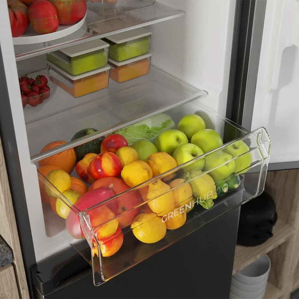 Frigorífico Combi Cecotec de 2 puertas con dispensador de agua Bolero CoolMarket Combi 296 DF WD Dark E. 296 L, 60 cm de ancho, funciones FastCooling, FastFreezing y DeFrost, luz LED interior, Dark Inox