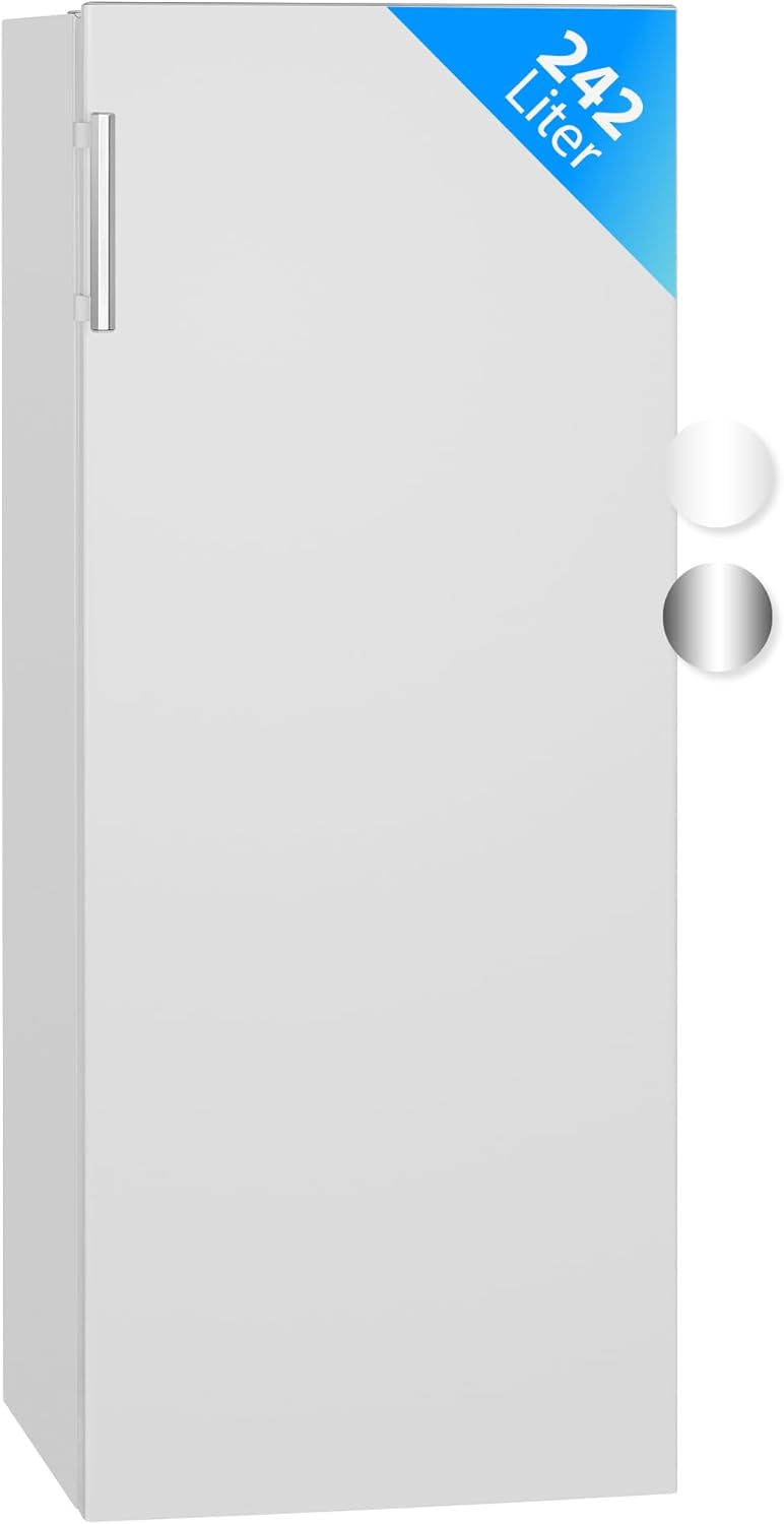 Refrigerador de una puerta de libre instalación Bomann® | Frigorífico grande de 242 litros | incl. iluminación LED | ideal para bebidas y alimentos | bisagra de puerta reversible | VS 7316.1 blanco