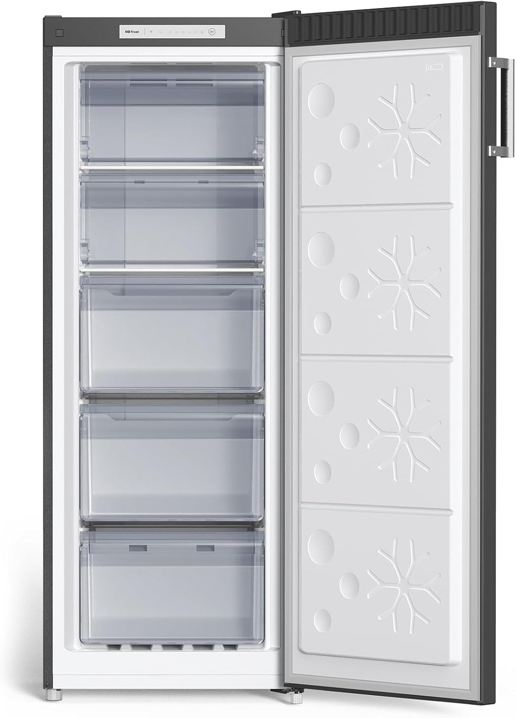 Congelador CHiQ FSD166NE4E 166 L, tecnología No Frost, puerta reversible, acero inoxidable negro, 144 cm de altura