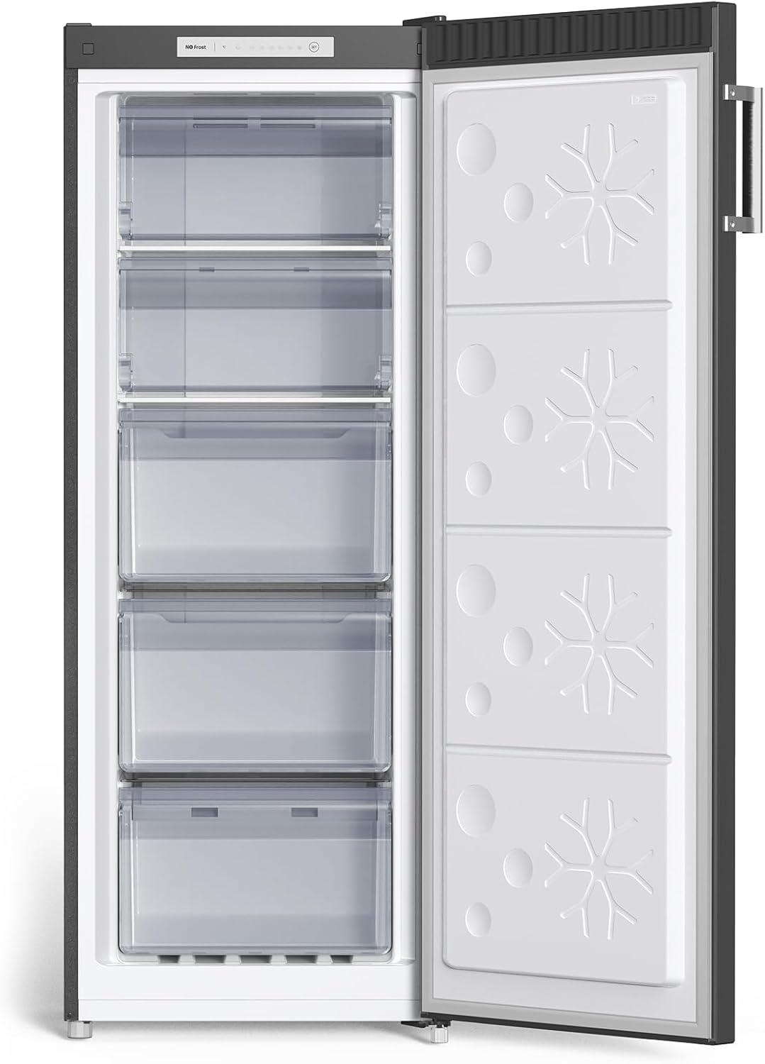 Congelador CHiQ FSD166NE4E 166 L, tecnología No Frost, puerta reversible, acero inoxidable negro, 144 cm de altura