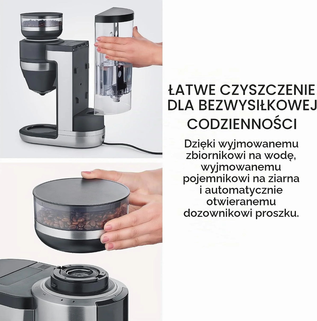 SEVERIN FILKA, w pełni automatyczny ekspres do kawy przelewowej, ekspres 5 w 1 z wyświetlaczem LED, młynkiem, dzbankiem szklanym, czarny matowy/stal nierdzewna, KA 9694