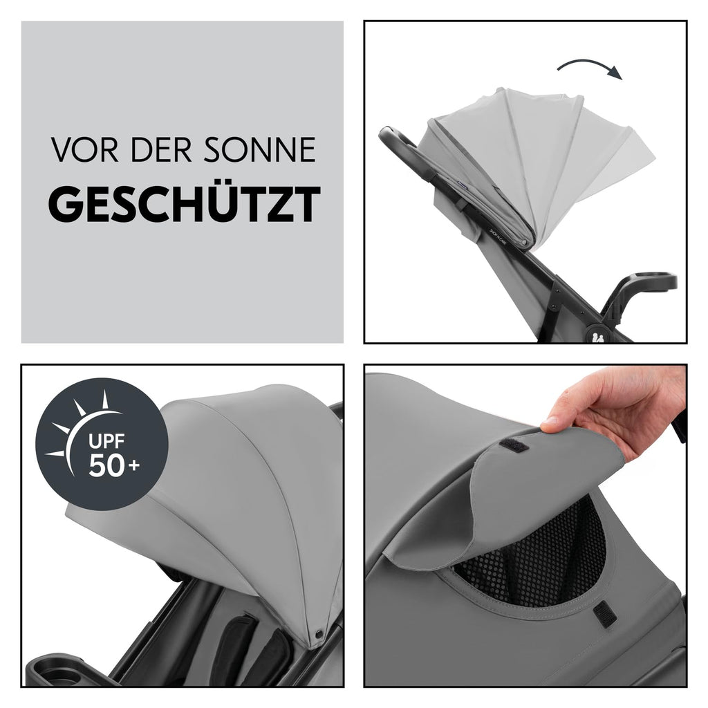 Silla de paseo hauck con bandeja para aperitivos y portavasos, Shop N Care Grey