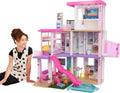 Set de juego casa de muñecas de 3 pisos con piscina, tobogán, ascensor, luz y sonido, 75 accesorios, modelo GRG93