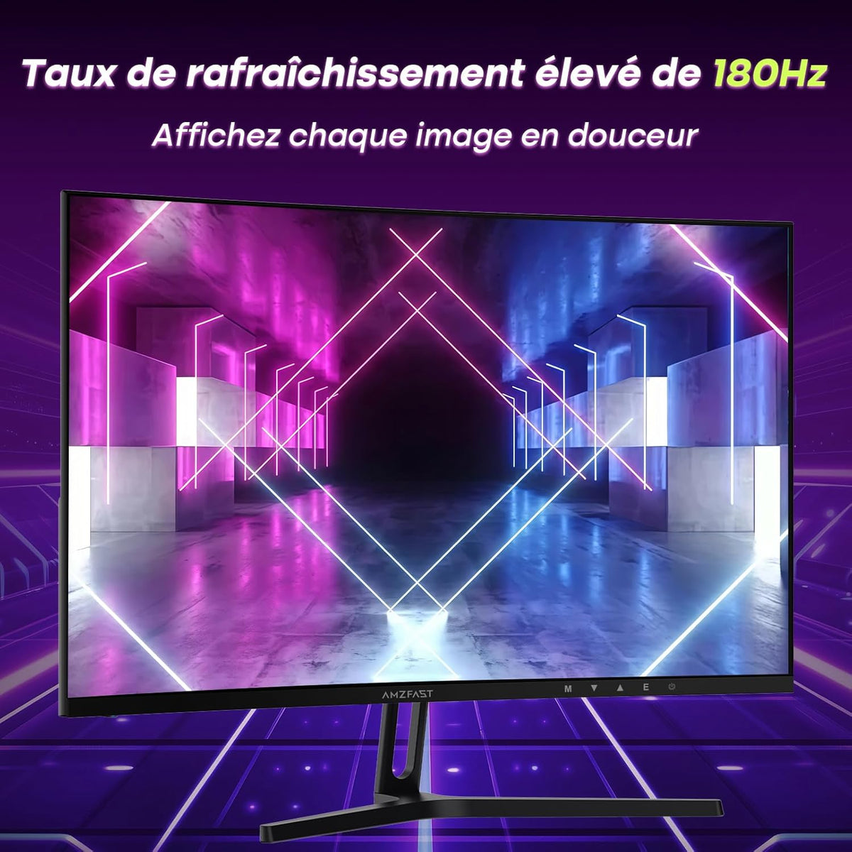 Monitor Gaming Curvo Amzfast de 32 Pulgadas, QHD, 180Hz, 1MS MPRT, 1500R, AI Cross Hair, Adaptive Sync, Antiluz Azul, HDR, HDMI 2.0/DP 1.4, VESA 100 * 100, AMZG32C1Q