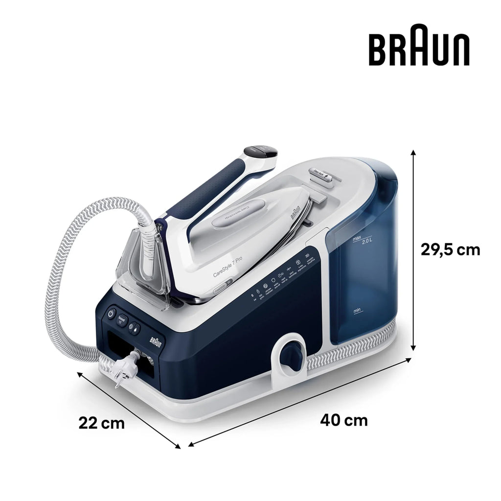 Centro de planchado CareStyle 7 Pro IS7282BL 2700 vatios, depósito de agua de 2 l, golpe de vapor de 600 g/min, suela FreeGlide 3D
