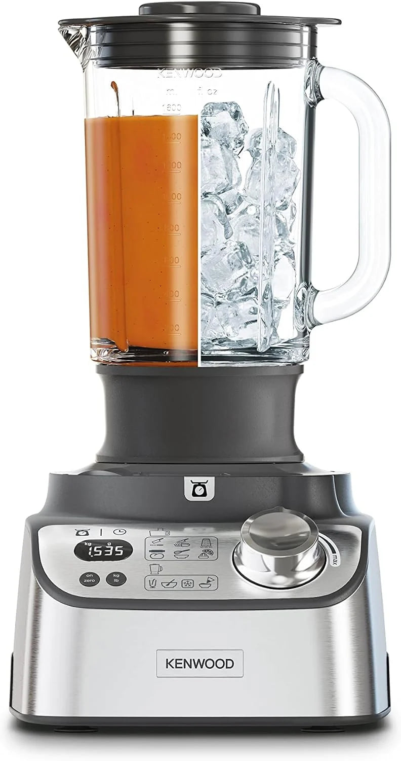 Kenwood Küchengeräte MultiPro XL Weigh+ FDM72.990SS kompaktowy robot kuchenny ze zintegrowaną wagą i timerem, ExpressDice, pojemnik roboczy 3 l, zmienna prędkość, otwór wlewu XL, 1000 W, srebrny