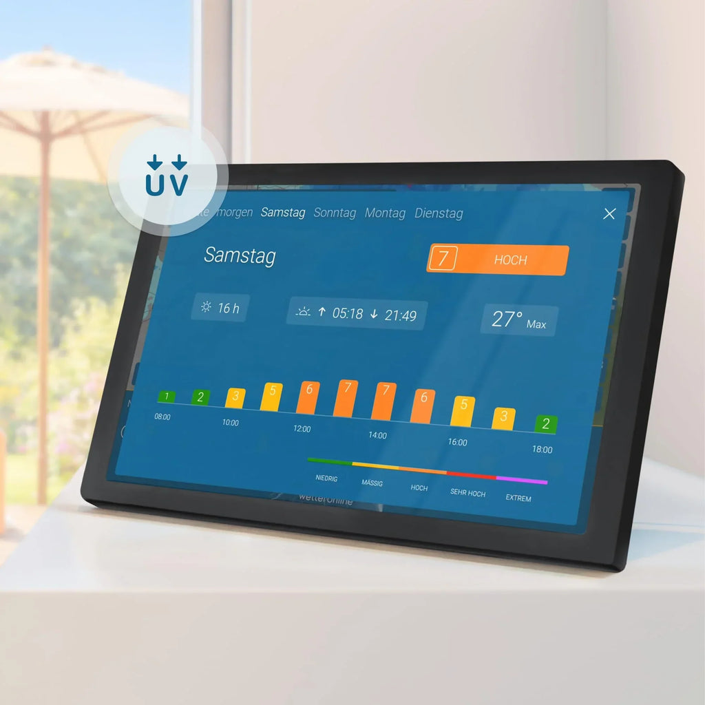 Estación meteorológica Wi-Fi WetterOnline 4 WetterDisplay con radar meteorológico, pantalla a color HD, pronóstico de 14 días y alertas de clima adverso