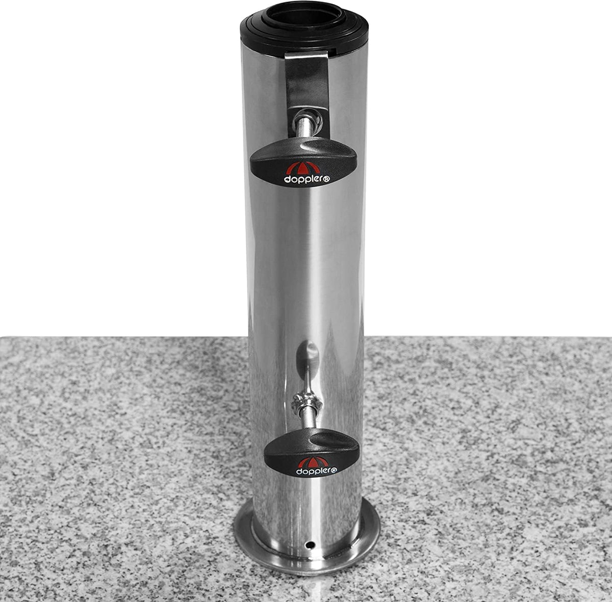 Base de granito con ruedas Doppler de 45 kg | Soporte para sombrillas con un diámetro máximo de 250 cm y un diámetro de tubo de 3,2-6,0 cm | Base para sombrilla con asa extensible