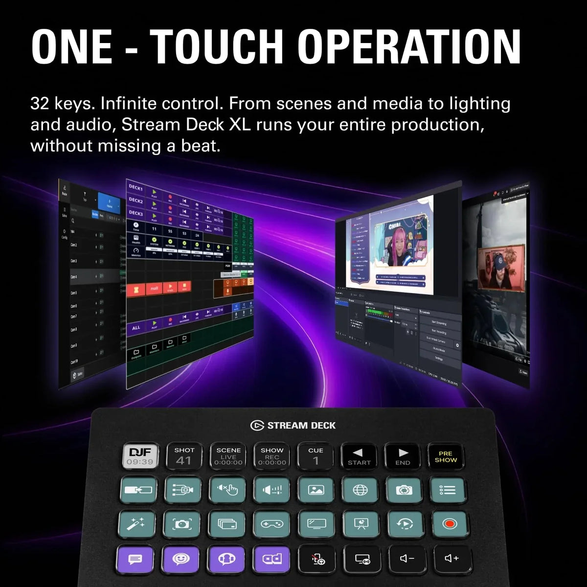 Elgato Stream Deck XL, controlador de estudio, 32 teclas, acciones ilimitadas, integraciones, retroalimentación visual, Mac/PC