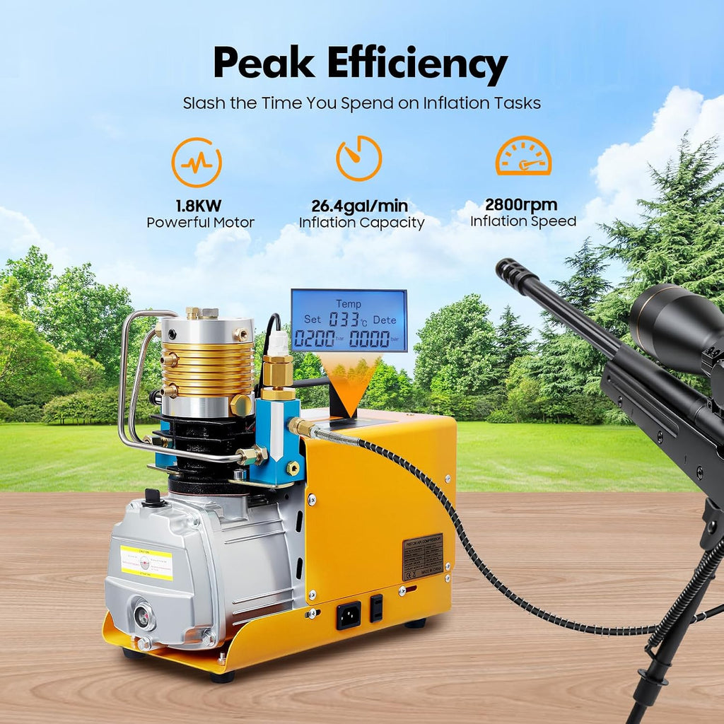 PCP kompresor 1800 W, 2800 obr./min, 300 bar, pompa wysokociśnieniowa, elektryczna sprężarka powietrza 30 MPA z separatorem olejowo-wodnym i wyświetlaczem cyfrowym – wysokociśnieniowa pompa