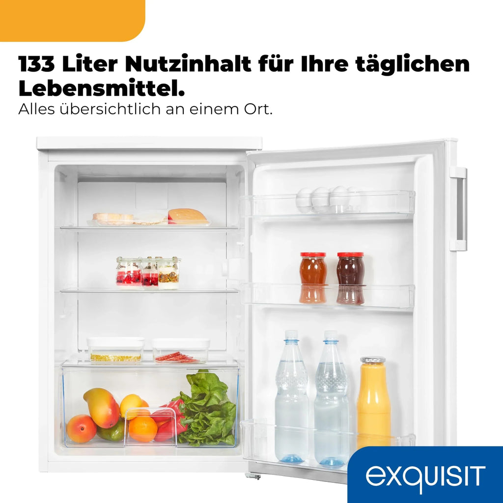 Frigorífico de 133 L sin congelador KS516-V-H-010E, 3 estantes de cristal, luz LED, cajón para verduras, puerta reversible, clase energética E