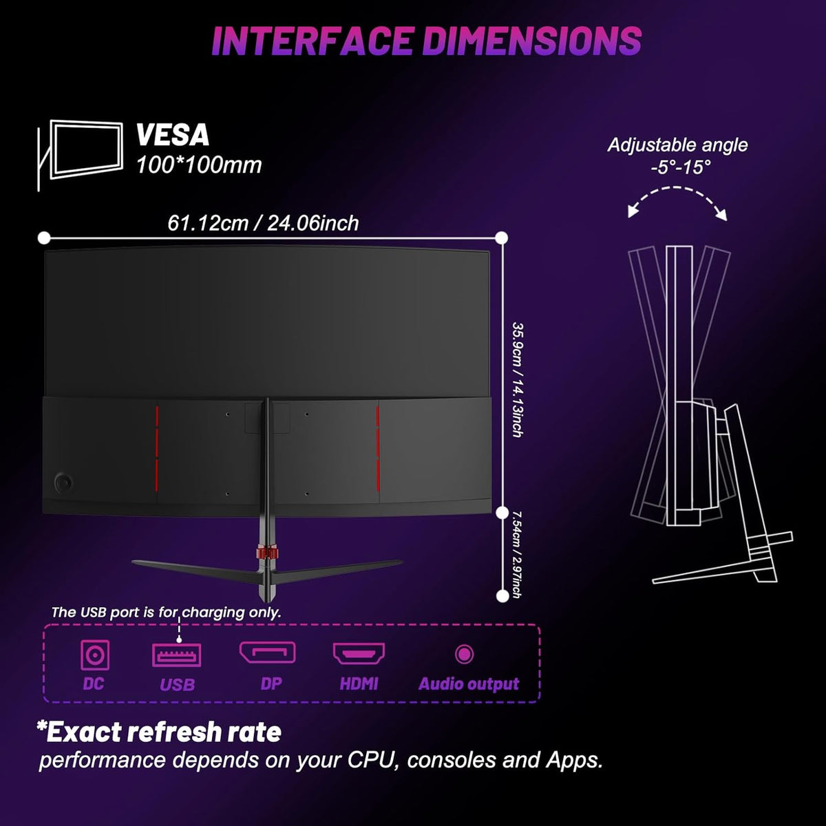 LXZ Monitor Gamer 27 pulgadas curvo 180Hz - Monitor gaming FHD 1920x1080, 1800R, panel VA - Compatible con G-Sync y FreeSync Premium, altavoces integrados, HDR, VESA 100x100 - Negro