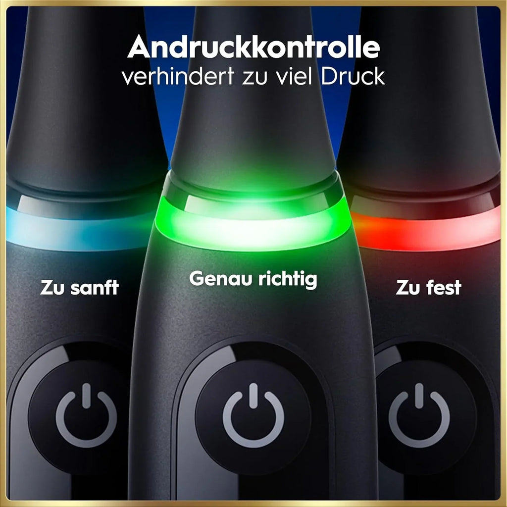 Cepillo de dientes eléctrico recargable iO Series 9 con cabezales, 7 modos de limpieza, control de presión inteligente, cabezal redondo, negro