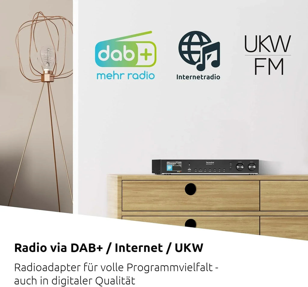 Sintonizador HiFi DIGITRADIO 143 V3 DAB+ radio por internet con Bluetooth, Spotify Connect, WLAN y mando a distancia 43,5 cm