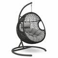 Sillón colgante de ratán con estructura de acero y cojines de poliéster gris Ø 100 cm